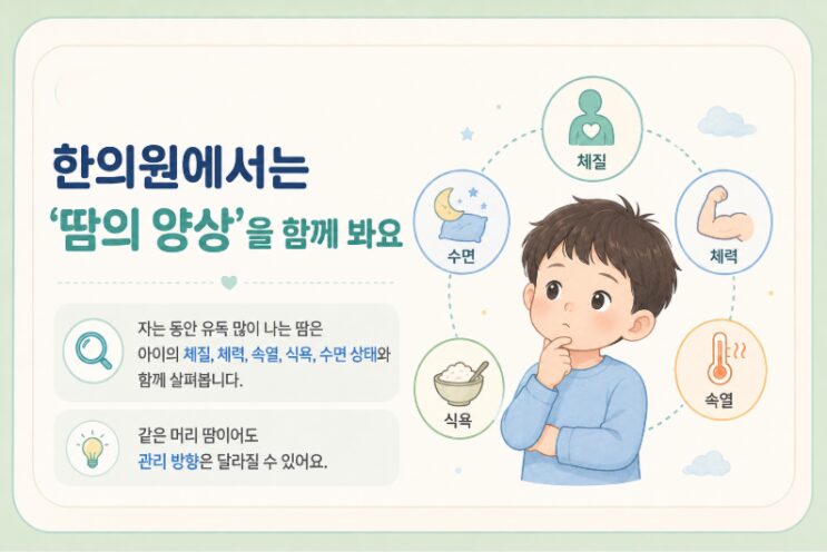 한의원에서 밤에 흘리는 땀 도한을 상담하는 장면