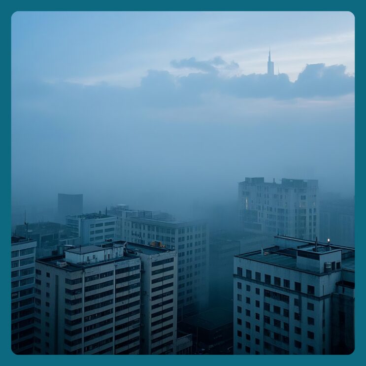미세먼지로 뿌옇게 흐려진 도시 전경