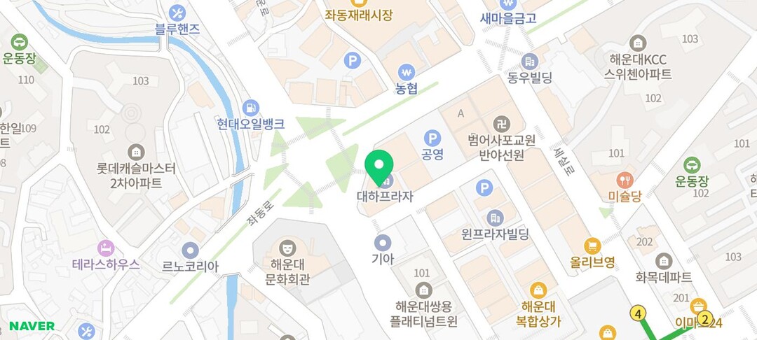 함소아한의원 해운대점 위치를 표시한 지도