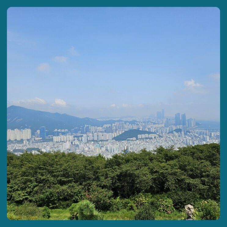 맑게 갠 날 멀리까지 내려다보이는 도시 전경